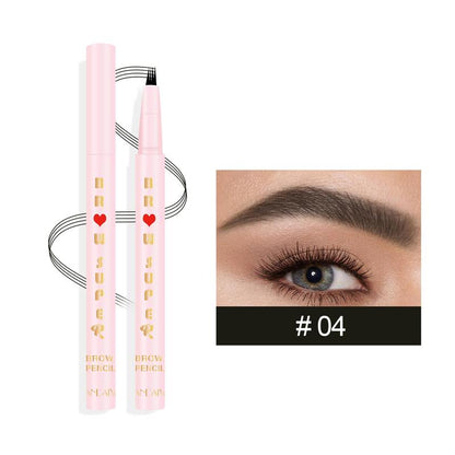 1 Piece Quad Liquid Eyebrow Pencil, Waterproof Fork Tip Eyebrow Pen, Long Lasting Eyebrow Pencil