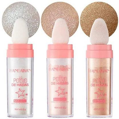 Body & Face Highlighter Powder Stick,Fairy Highlight Patting Three-dimensional Powder Makeup,Sparkle Loose Glitter Highlighter Powder,Brighten Makeup Stick for Face&Body&Hair Cosmetic.White Moonbeam