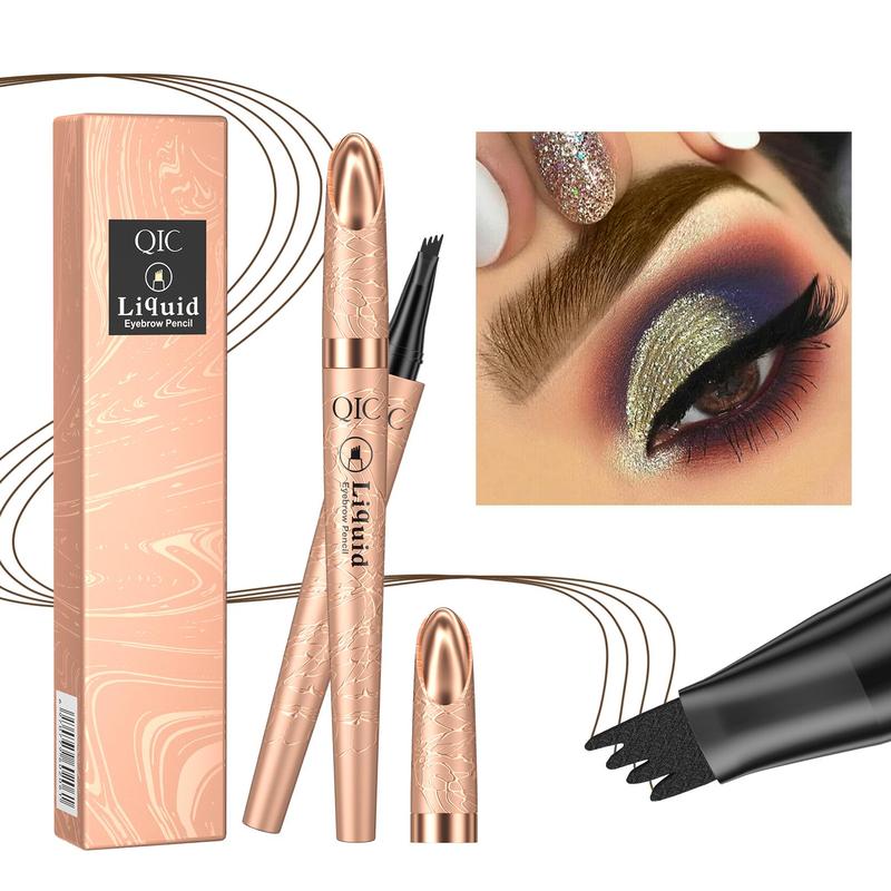 Quad Liquid Eyebrow Pencil, 1 Count Waterproof Fork Tip Eyebrow Pen, Long Lasting Eyebrow Pencil