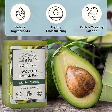 Way Natural Avocado Face Bar Soap with Goat Milk - Nourishing, Gentle, Exfoliating Face Wash Bar Soap for Men and Women - All Natural Face Wash - Handmade Organic Soap - 2 Pack (3 Oz Bars)