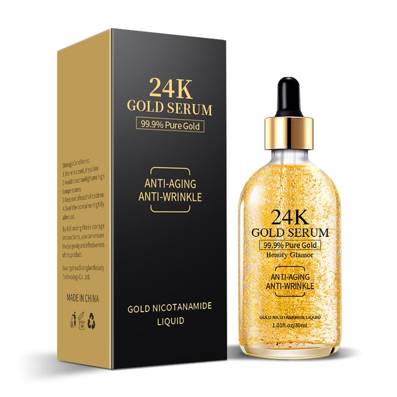 24K Gold Facial Essence Moisturizer with Vitamin C Extract, Hyaluronic Acid, and Vitamin E Cream Reduces Wrinkles and Reactivates Skin Youthfulness Day and Night (1FL.OZ)