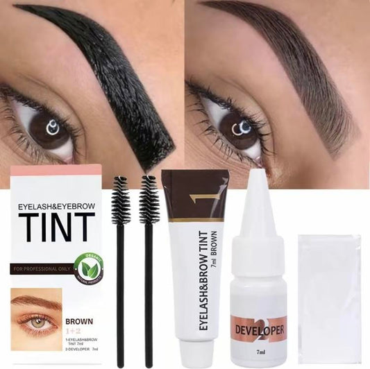 Eyebrow Tinting Kit, Brow Tinting Kit Professional, 2 In 1 Semi-Permanent Lash & Brow Coloring Kit, Light Brown