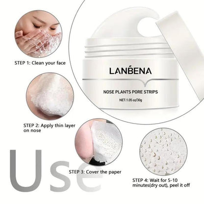 LANBENA Blackheads & Whiteheads Removal Kit for Clear, Radiant Skin_ Facial Exfoliating Power, Acne Deep Cleansing, 30g Clay Mask, and Nasal Strips for a Fresh