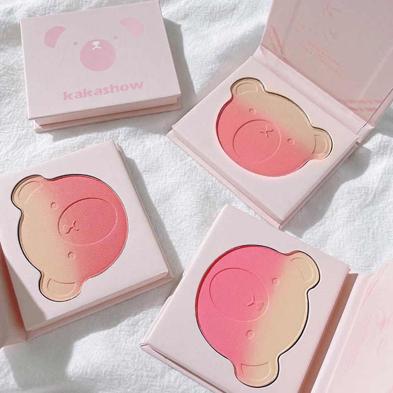 Gradient Blush Powder, Cute Bear Design Blush Palette, Facial Makeup Tools for Daily Use, Fine & Light Blush Palette, Gradient Design Facial Cosmetic