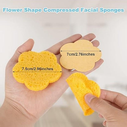 Flower Shaped Facial Cleansing Sponge, 60pcs/set Soft Face Cleansing Sponge, Face Cleaning Puff, Makeup Accessories