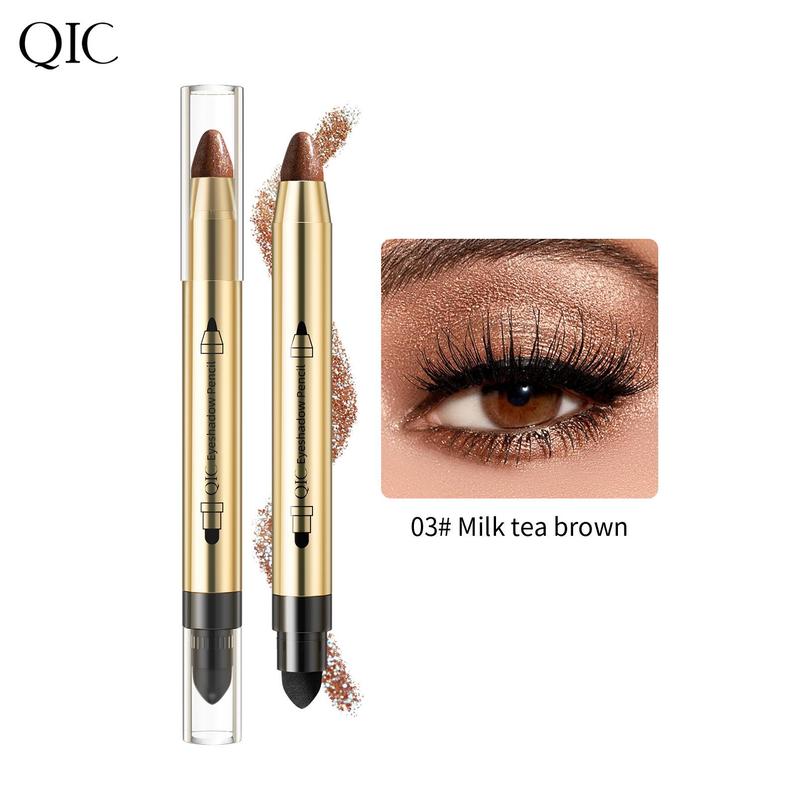 1 Count 2 in 1 Double-ended Highlighter Eyeshadow Stick, Natural Pearlescent Fine Sparkling Contouring Eyeliner Lying Silkworm Pen, Eye Brightening Makeup Stick