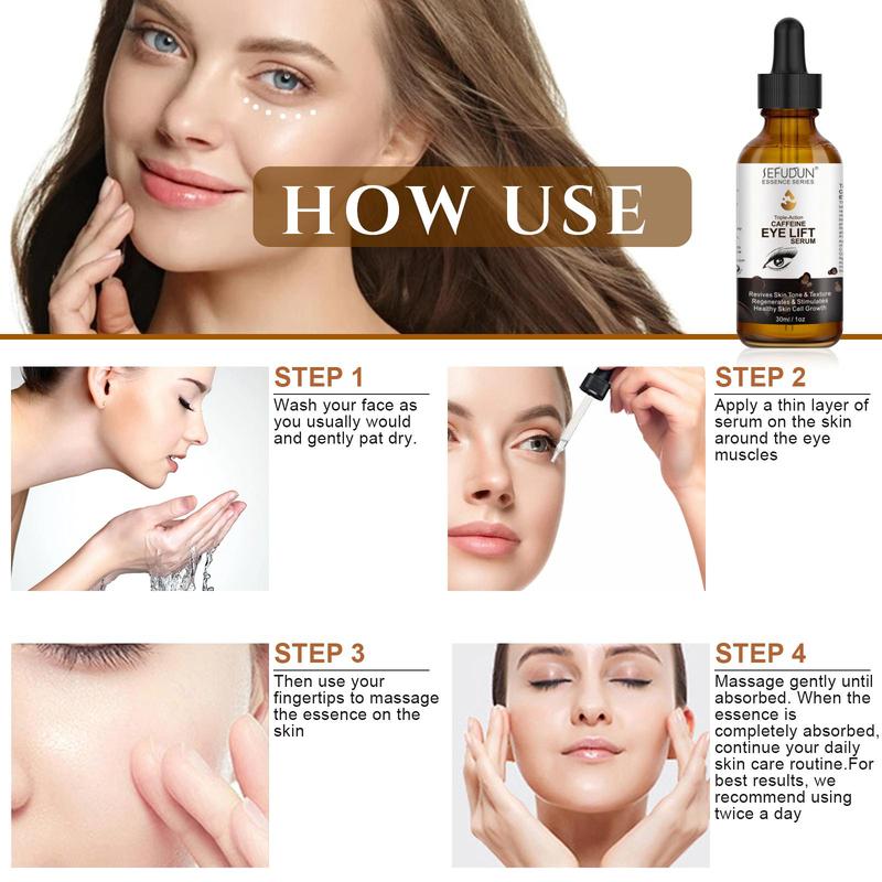 Moisturizing Caffeine Eye Lift Serum, 1/2 Counts Brightening & Firming Under Eye Essence, Beauty & Personal Care Product for Eye Bags and Eye Area