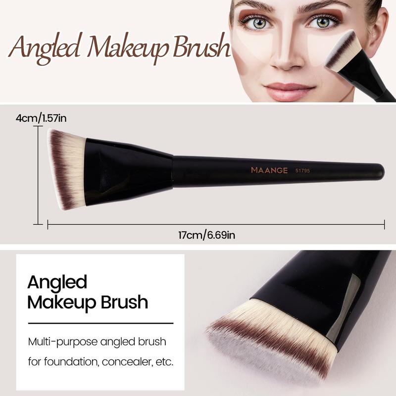 Makeup Brush Set with Case, Including Flat Foundation Brush, Finger Foundation Brush, Blush Brush, Loose Powder Brush, Skin-friendly Makeup Tools