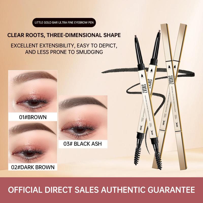 Double-ended Eyebrow Pencil, 3pcs/set Long Lasting Eyebrow Pencil, Sweat Proof High Pigmented Brow Shading & Filling Brush