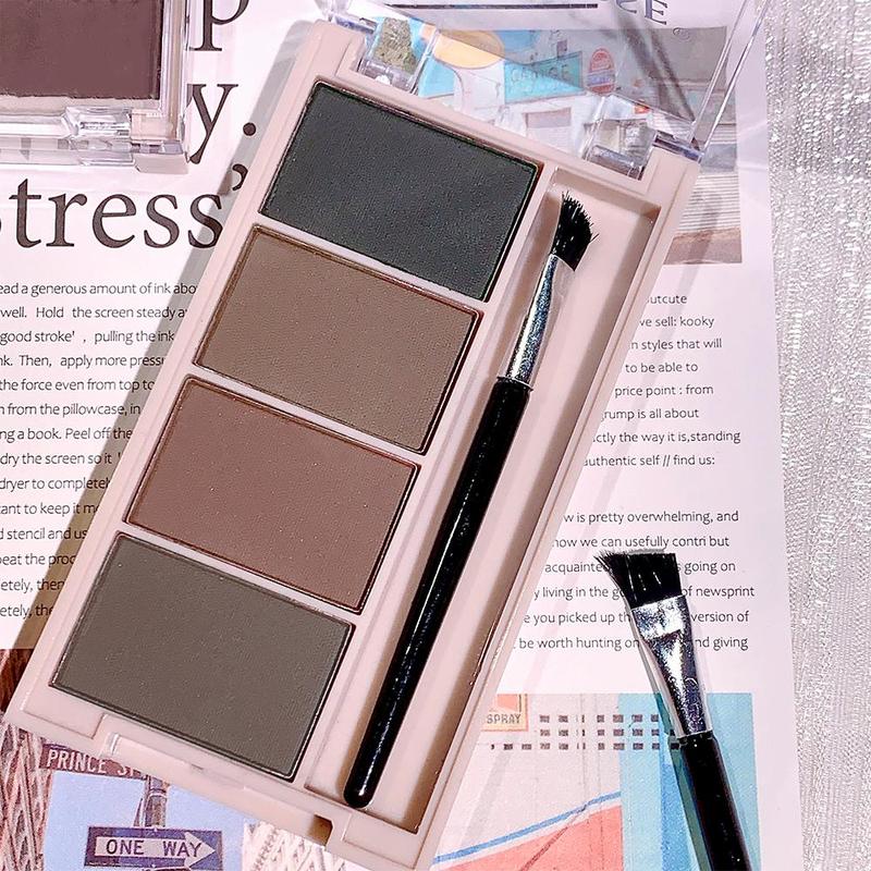 4 Color Eyebrow Powder Palette, Waterproof Long Lasting Eyebrow Powder, Smudge Proof Eye Brow Powder, High Pigmented Eye Brow Shading & Filling Powder, Natural Eye Makeup Powder Palette