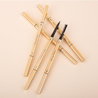 Waterproof Triangle Refill Design Eyebrow Pencil, 4pcs Long Lasting Eyebrow Pencil, Brow Styling Brush, Sweat Proof High Pigmented Brow Shading & Filling Pencil, Makeup Tool Easy to Apply