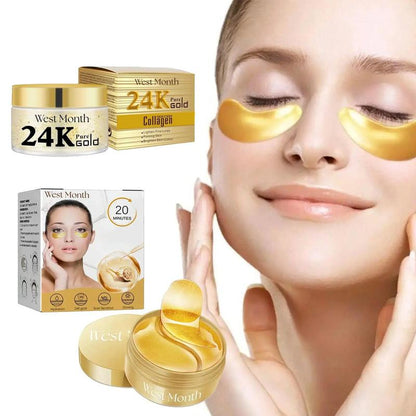 24k Collagen Eye Mask & 24k Collagen Face Cream, 1 Set Brightening & Firming Eye Mask & Moisturizing Face Cream, Beauty & Personal Skin Care Product for Women & Men