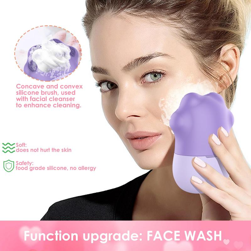 Silicone Cute Cat Claw Designed Ice Face Roller, Face & Body Ice Roller with Beauty Facial Massage Particle, Professional Comfort Skincare Tools for Women