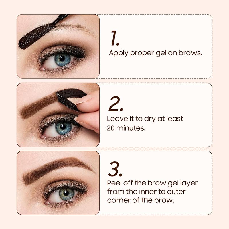 Brow Tattoo Peel Off, Brow Gel Eyebrow Tattoos with Eyebrow Stencils for Women, Eyebrow Gel Waterproof Brow Pencils, Long-Lasting Makeup Create Full Voluminous Brows