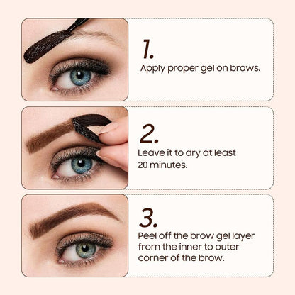 Brow Tattoo Peel Off, Brow Gel Eyebrow Tattoos with Eyebrow Stencils for Women, Eyebrow Gel Waterproof Brow Pencils, Long-Lasting Makeup Create Full Voluminous Brows