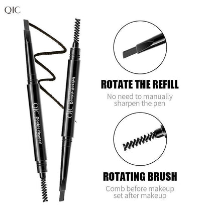 Double-ended Eyebrow Pencil, 1 Count Waterproof Long Lasting Eyebrow Pencil, Brow Styling Brush, Brow Shading & Filling Pencil, Brow Brush Makeup Tool