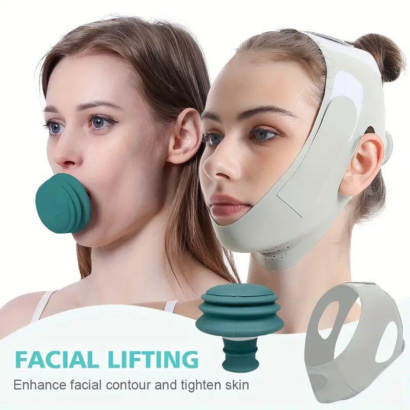 Face Muscle Training Tool, 2 Counts/set Face Muscle Trainer & Breathable Sleeping Face Mask, Facial Skin Lifting Accessories for Women & Men