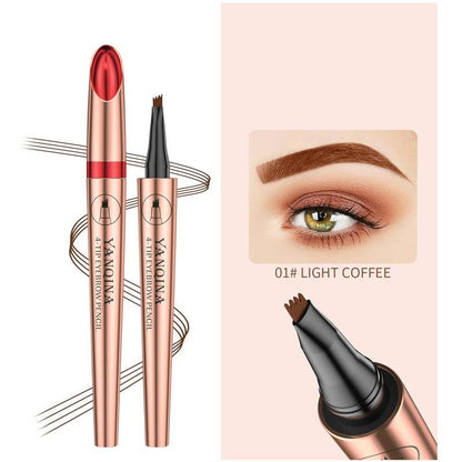 4-tip Eyebrow Pencil, 1 Count Waterproof Long Lasting Eyebrow Pencil, Sweat Proof High Pigmented Brow Shading & Filling Pencil, Makeup Tool