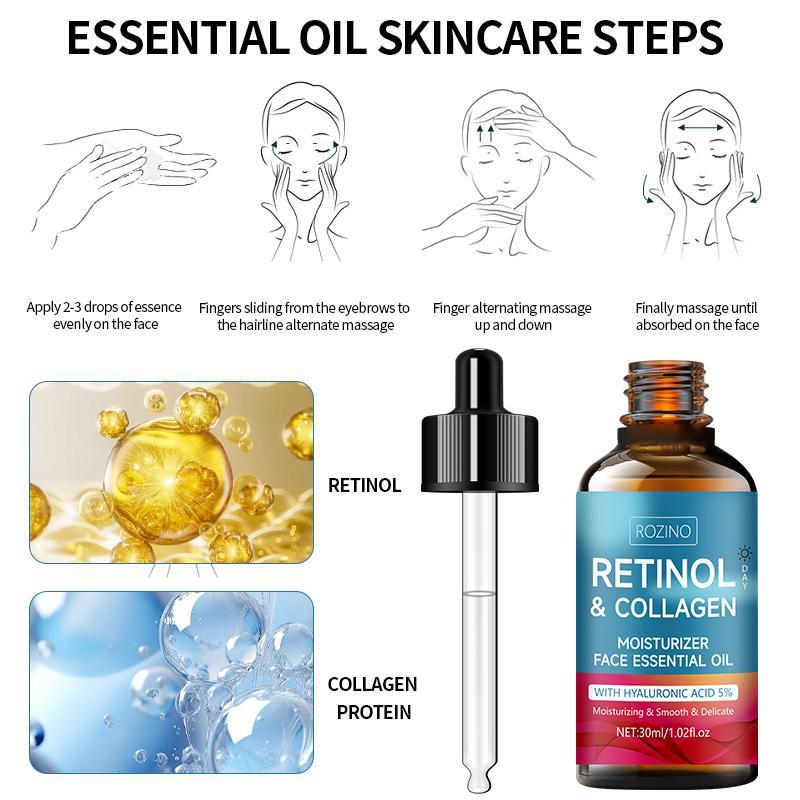 Retinol & Collagen Face Moisturizing Essential Oil, Hydrating Skin Care Oil, Nourishing Face Essence for Day & Night Use, Comfort Skincare Products