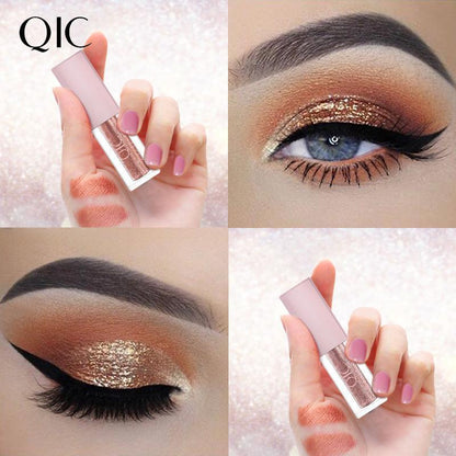 QIC Glitter Liquid Eyeshadow, Sparkling Shimmering Eye Makeup Stick for Crystal Eye Makeup, High Pigmented Metallic Eye Makeup Products for Women