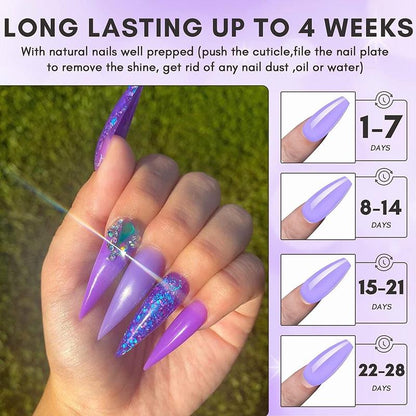 Poly Nail Extension Gel Kit Long Lasting Hard Gel for Nail Building Purple DIY GIFT Nail Art Nail Care Nail Polish Clear Color Flowers Salon Cutics Glossy Manicure Cosmetic