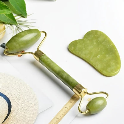 Jade Roller & Gua Sha Board, Face Massage Tool for Face Eye Neck Skin Care, Skincare Tools for Women