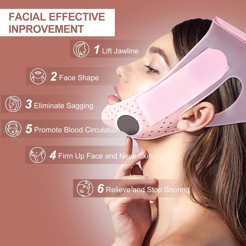 JUSRON Double Chin Reducer V Line Face Lifting Tape Face Strap, Soft Silicone Chin Strap Face Shaper to Removing Double Chin for Women and Men, Summer Trending