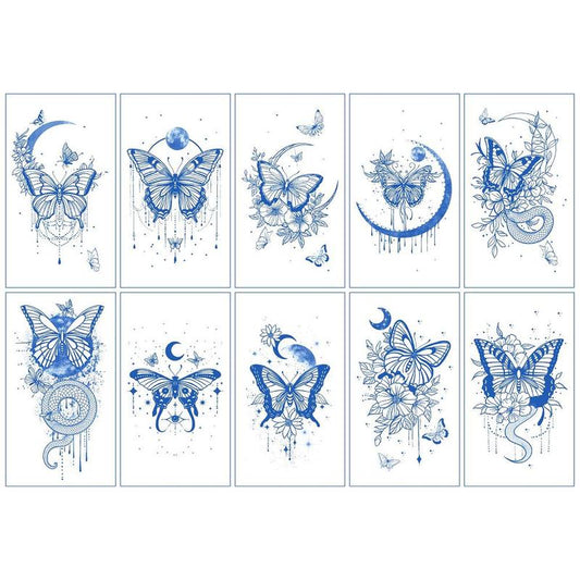 Butterfly Pattern Tattoo Sticker, 1 Set Waterproof Fake Tattoo Sticker, Body Art Sticker for Women & Men, Realistic Tattoo Sticker for Arms, Neck, Ankle, Legs, Painless Body Art Decoration