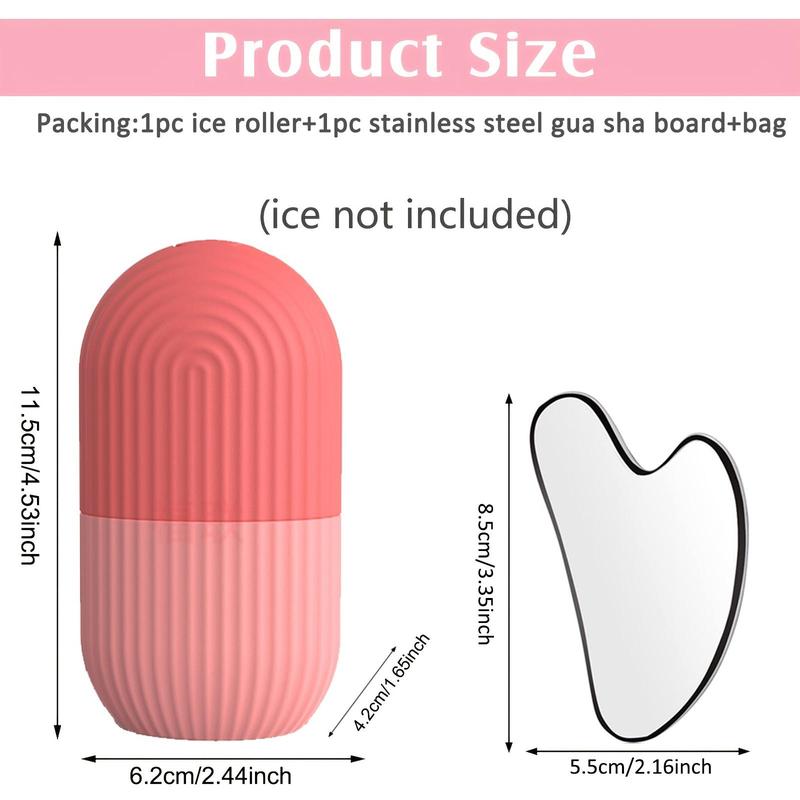 2 in 1 Skin Care Beauty Ice Balls, Facial Roller Ice Mold & Gua Sha Board, Lifting Contouring Tool Ice Face Massager, Summer Skincare Tools Gifts