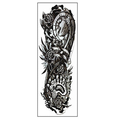 Mechanical Totem Full Arm Temporary Tattoo Sticker (1 Piece), Elegant?Fake Tattoo Sticker, Body Art Decoration For Men & Women