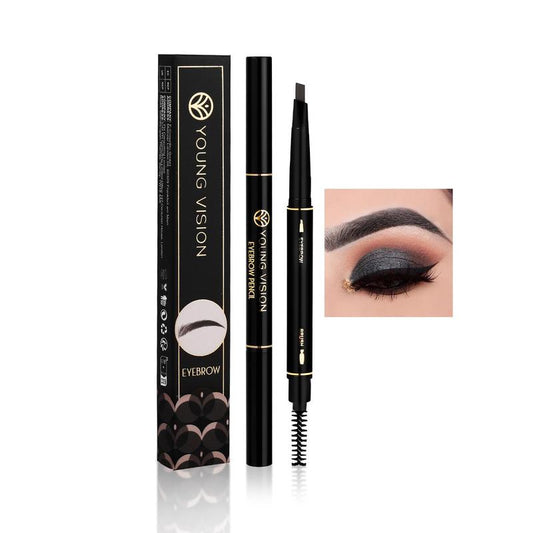 Automatic Rotary Double Head Eyebrow Pencil with Brush, 1 Count Non Smudge, Eye Makeup