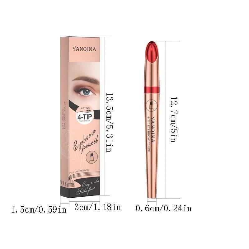 1 Piece 4D Waterproof Eyebrow Pencil, Long Lasting Eyebrow Pencil, Brow Styling Brush For Women & Girls