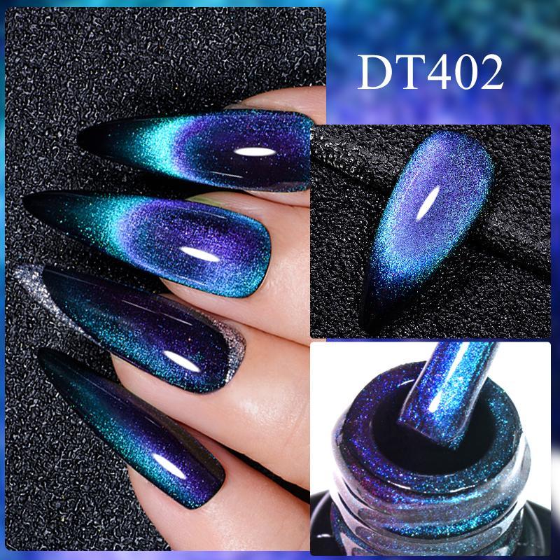 9D Glossy Gel Nail Kit with Magnetic Stick, 8 Counts/set Double Light Soak Off Nails Art Varnish, Glossy Nail Gel Nail Glue Nail Art Kits for Women & Girls, Summer Gifts for Her