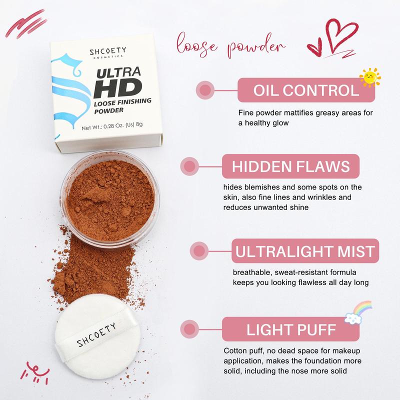 Long-Wearing Pressed Powder With Powder Puff, Oil Control Matte Makeup Setting Powder, Face Makeup Accessories For Women