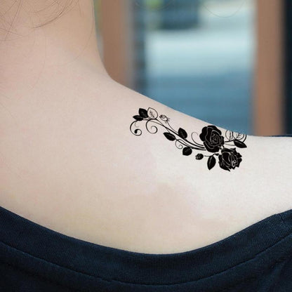 Flower Theme Temporary Tattoo Sticker, 1 Count Waterproof Fake Tattoo Sticker, Body Art Sticker For Women & Girls