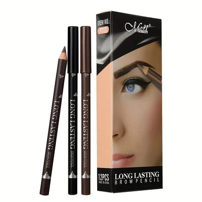 Long Lasting Eyebrow Pencil, 12pcs/Set Waterproof Eyebrow Pencil, Brow Styling Pen for Women Girls, Makeup Tool