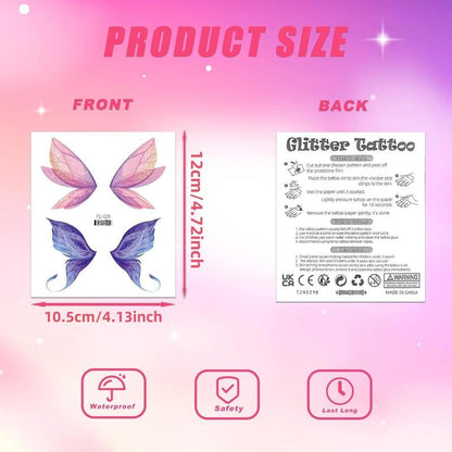 Colorful Butterfly Pattern Temporary Tattoo Sticker, 13pcs/set Waterproof Fake Tattoo Sticker for Face & Eye, Body Art Tattoo Sticker for Adults