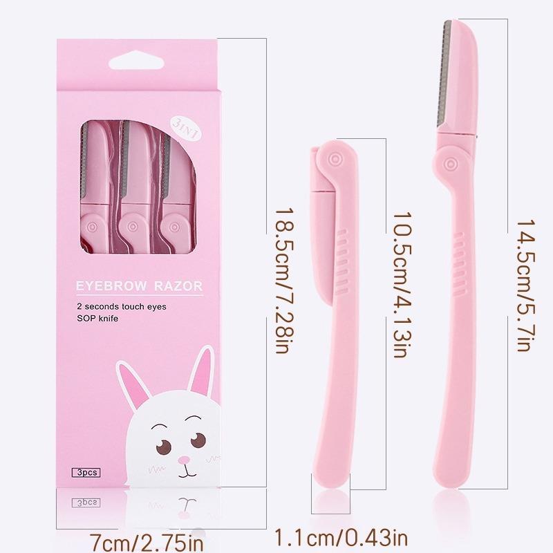 3pcs Foldable Eyebrow Removal Razor, Women's Facial Hair Removal Tool, Cosmetic Shaving Razor, Safe Eyebrow Trimmer