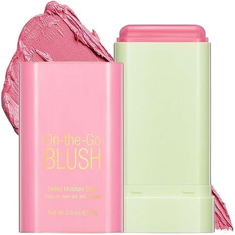 Cream Blush Stick, Monochromatic Blush Beauty Wand for Cheek and Lip Tint with Long Lasting Hydrating Formula, Multi-use Makeup Stick for Blends Perfectly onto Skin, 0.6 oz (1# Shy Pink)