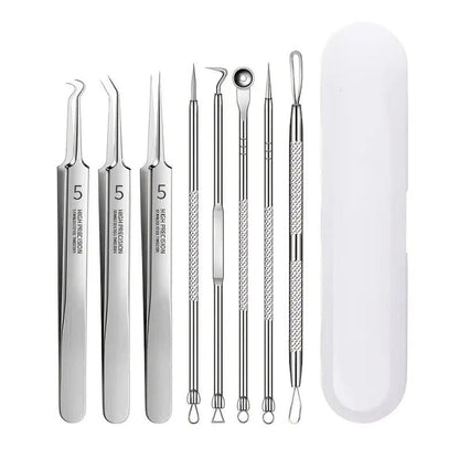 Portable Acne Removal Kit with Storage Case, 8pcs Multi-functional Facial Cleaning Kit, Professional Skincare Tools for Women