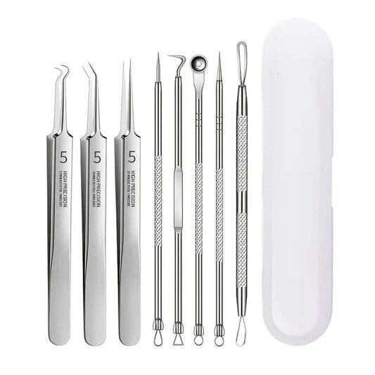 Portable Acne Removal Kit with Storage Case, 8pcs Multi-functional Facial Cleaning Kit, Professional Skincare Tools for Women