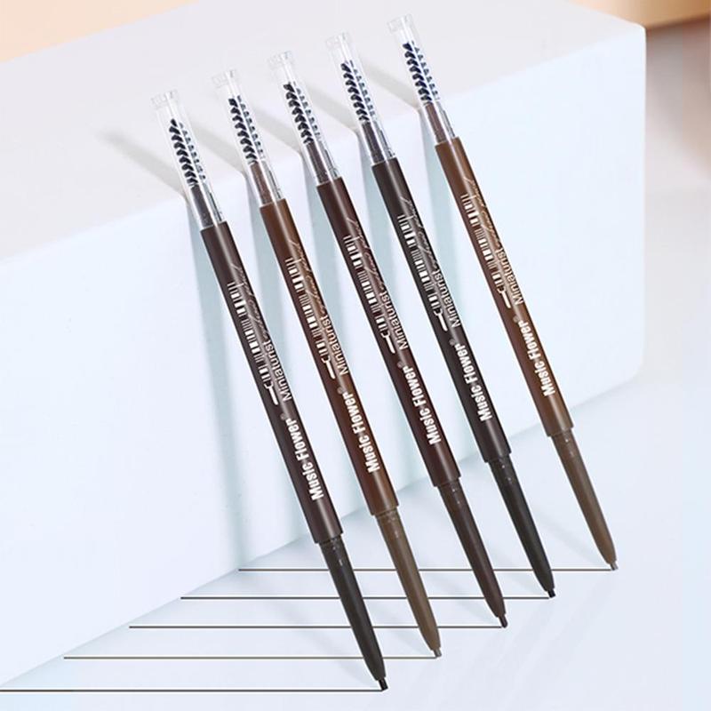 2 In 1 Eyebrow Pencil (1 Piece), Long Lasting Eyebrow Pencil, Double-ended Brow Styling Brush, Brow Shading and Filling Pencil, Brow Brush Makeup Tool