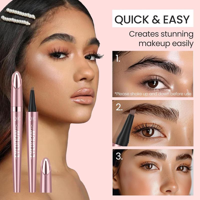 Long Lasting Eyebrow Pencil, Sweat Proof High Pigmented Brow Shading and Filling Pencil, 1 count Liquid Eyebrow Pen, Waterproof Brow Pen with Micro-Fork Tip,  Makeup Tool