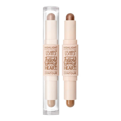 2 in 1 Highlight Contour Stick, Natural Shimmer Makeup Shading Stick, Face Highlighter Bronzer Stick, Face Contouring Stick, Face Makeup Product, Daily Cosmetic