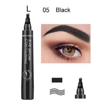 Four Fork Long Lasting Eyebrow Pencil, 1 Count Eyebrow Pencil with a Micro-Fork Tip Applicator, Brow Brush Makeup Tool, Effortlessly and Stays on All Day, Eye Makeup Products