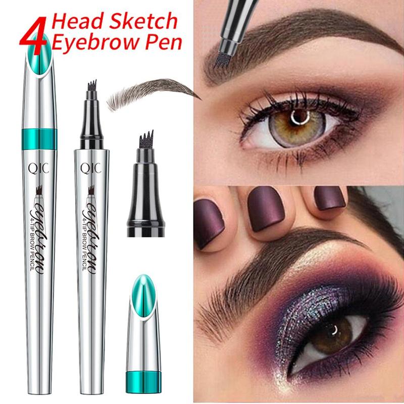 4 Fork Liquid Eyebrow Pencil, 1 Count Waterproof Long Lasting Brow Makeup Tool for Women, Professional Daily Makeup Accessories