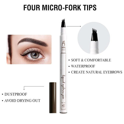 Eyebrow Pen, Liquid Eyebrow Pen, Waterproof Brow Pencil with Micro-Fork Tip, Smudgeproof Long Lasting Fine Sketch Microblading Pen, Reddish Brown