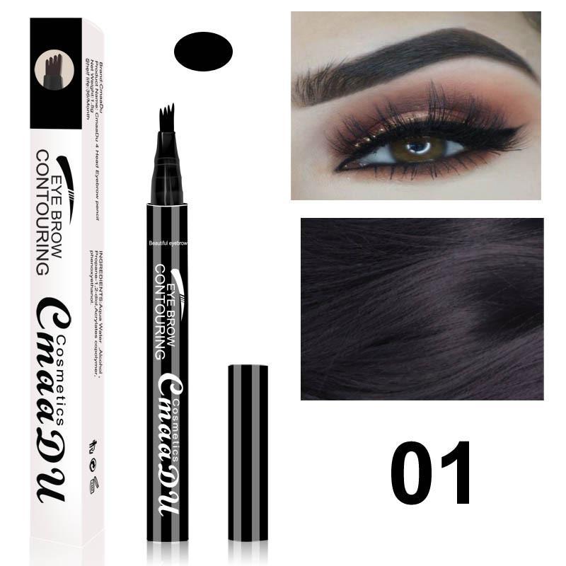 4 Split Tip Liquid Eyebrow Contouring Pencil, 1 Count Clear Texture Long Lasting Simulated Natural Vivid Eyebrow Pencil, Portable Makeup Tool