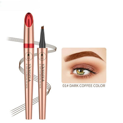 Waterproof Four-Point Eyebrow Pen, 1 Count Long Lasting Eyebrow Pencil, Eye Brow Coloring Pen, Makeup Accessories