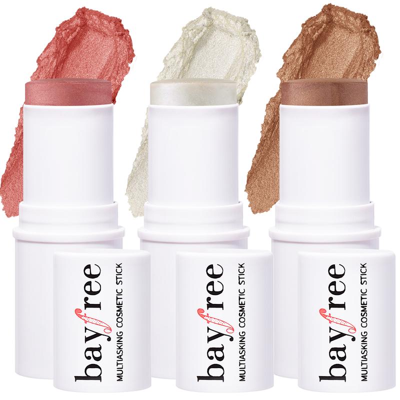 bayfree Cream Blush Stick & Contour Stick Trio-CORAL GLOW